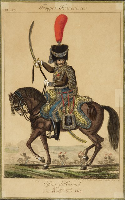 Franse troepen: een officier van de huzaren, 1806-1814, uitgegeven door Martinet Libraire, Parijs door French School