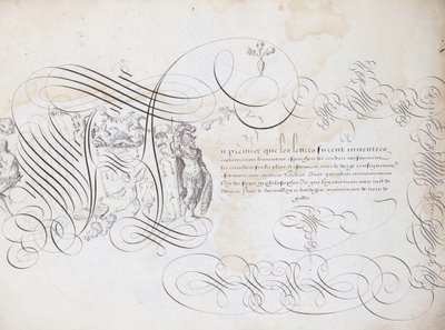Franse calligrafie: De tuin van het schrijven door Robert Vignon rond 1600. Historische bibliotheek van de stad Parijs door French School