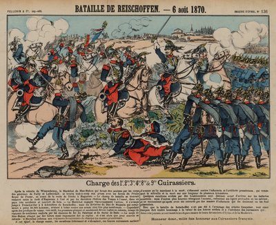 Franse kurassiers die Pruisische infanterie aanvallen bij de Slag bij Reichshoffen, Frans-Duitse Oorlog, 6 augustus 1870 door French School