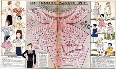 Franse mode voor de zomer van 1934: vrouwelijke mode (blouses) en kindermode (jurken en kostuums). In 