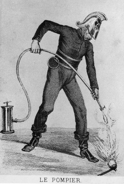 Franse brandweerman circa 1866 - tekening, Bibl. des Arts deco door French School