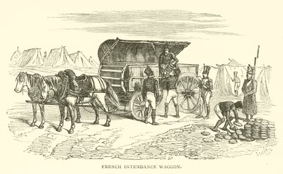 Franse intendance wagen (gravure) door French School