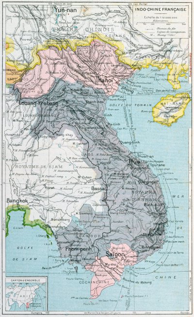 Franse schoolboekkaart van Indochina, 1905 door French School