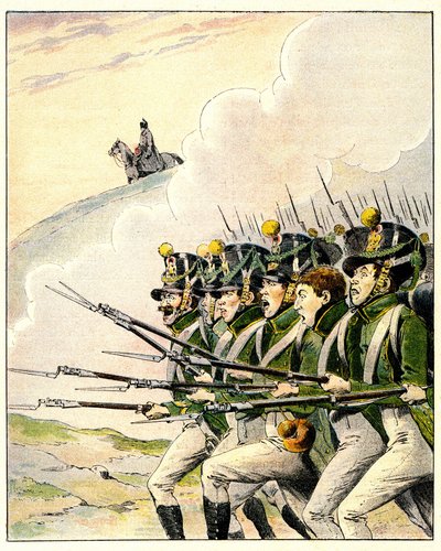 Franse soldaten tijdens de Slag bij Waterloo door French School