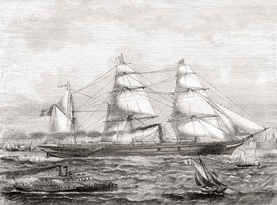Franse stoomaangedreven trans-Atlantische lijnboot Pereire (1866-1888), uit Les Merveilles de la Science, pub.1870 door French School