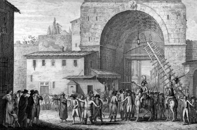 Franse troepen betreden Florence in 1799 - Franse troepen betreden Florence door de San Gallo-poort in 1799 door French School