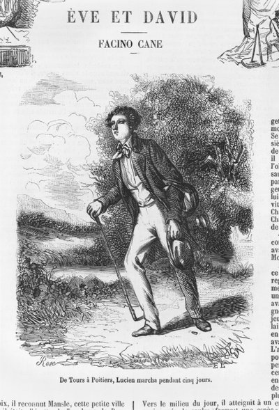 Van Tours naar Poitiers, Lucien de Rubempre vijf dagen lopend, illustratie uit 