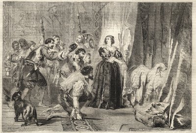 Fronde - Het volk eist de koning te zien: Parijs, Palais Royal, 9 februari 1651 - Fronde: in de nacht van 9 februari 1651, in het Palais Royal, toont Anna van Oostenrijk Lodewijk XIV, bekend als de Zonnekoning door French School