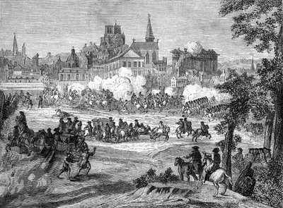Fronde: Slag bij de Faubourg St Antoine op 2 juli 1652 in Parijs door French School