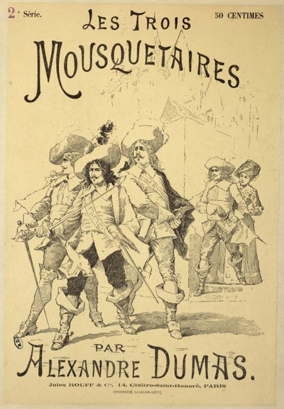 Omslag van een serialisatie van De Drie Musketiers door Alexandre Dumas père (1803-70) eind 19e eeuw door French School