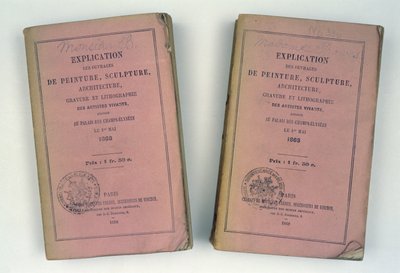 Voorkanten van twee Franse Saloncatalogi gegeven aan de heer en mevrouw Bowes, 1868 door French School