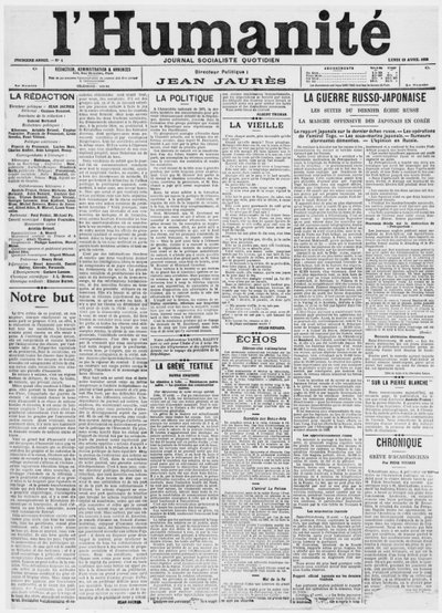 Voorpagina, eerste uitgave van de krant L