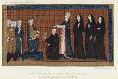 Frontispice van de Kroniek van Primat (kleur litho) door French School