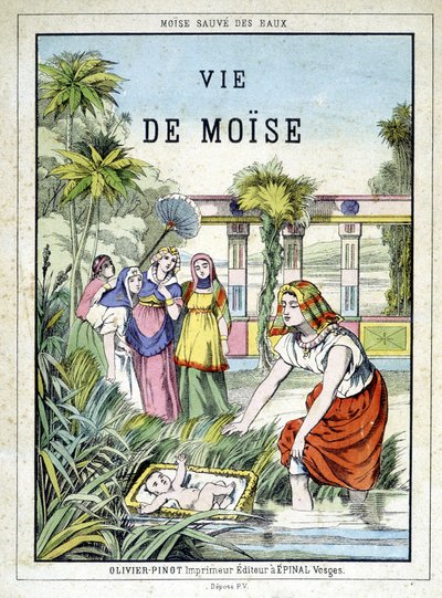 Frontispice van het boek "Leven van Mozes", ed. Olivier Pinot, Epinal, eind 19e eeuw door French School