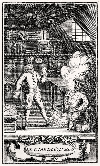 Frontispice door Dubercelle voor "The Devil upon Two Sticks", c.1787 door French School