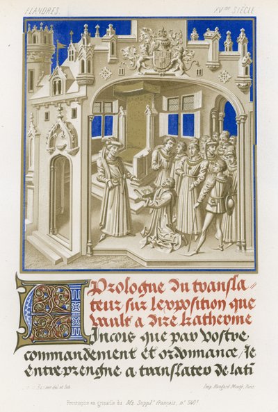 Frontispice in grisaille van een manuscript door French School