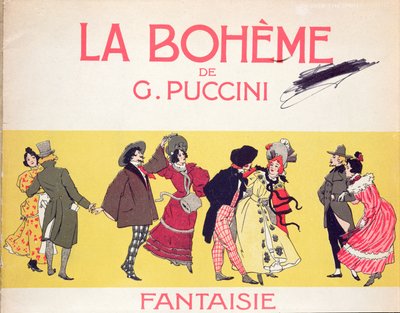 Frontispice van de partituur voor La Boheme door Puccini, begin twintigste eeuw door French School