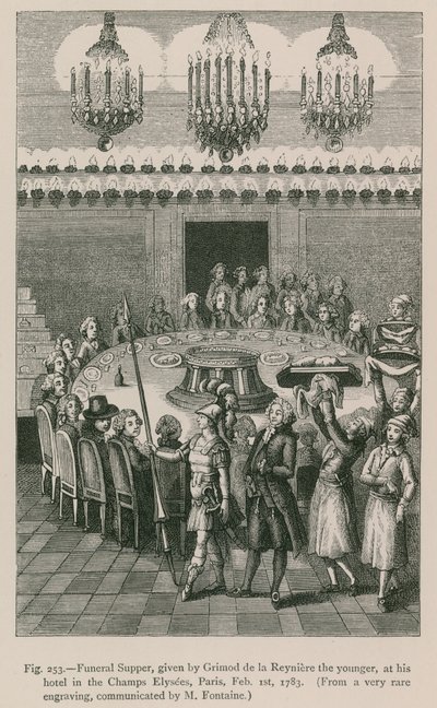 Begrafenismaal, gegeven door Grimod de la Reyniere de Jongere, in zijn hotel in de Champs Elysees, Parijs, 1 februari 1783 door French School