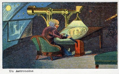 Futuredays: Een negentiende-eeuwse visie op het jaar 2000 Serie: Een astronoom (werkend met een bijzondere telescoop) door French School