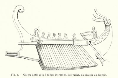Antieke Galerij met 3 Rijen Roeispanen, Bas-reliëf, in het Museum van Napels door French School
