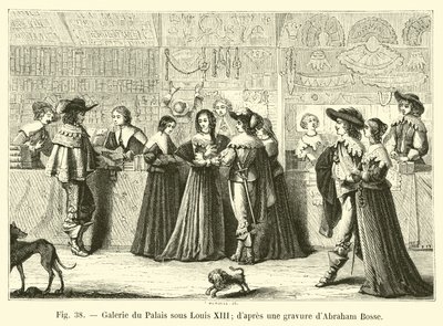 Galerij van het Paleis onder Lodewijk XIII, volgens een gravure van Abraham Bosse door French School