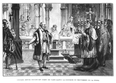 Galileo (1564-1642) trekt zijn theorie over de beweging van de aarde in voor de rechters van het Heilige Officie door French School