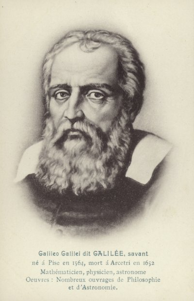 Galileo Galilei (1564-1642), Italiaans natuurkundige, wiskundige en astronoom (litho) door French School