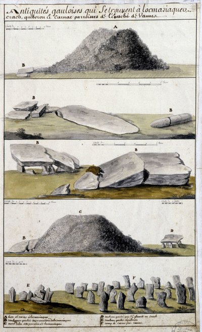 Gallische oudheden gelegen in Locmaziaquev, Crach, Quiberon en Carnac, parochies van het bisdom Vannes - in 