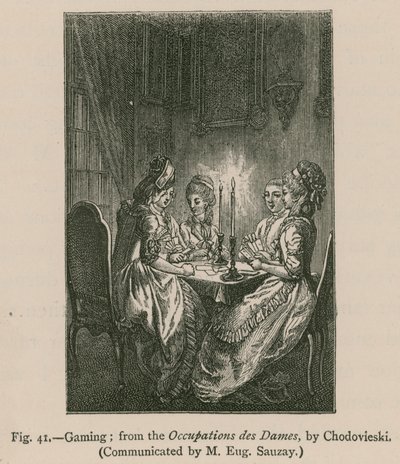 Gokken; uit de Occupations des Dames, door Chodovieski door French School
