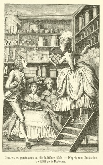 Handschoenmaakster of parfumeur in de achttiende eeuw door French School