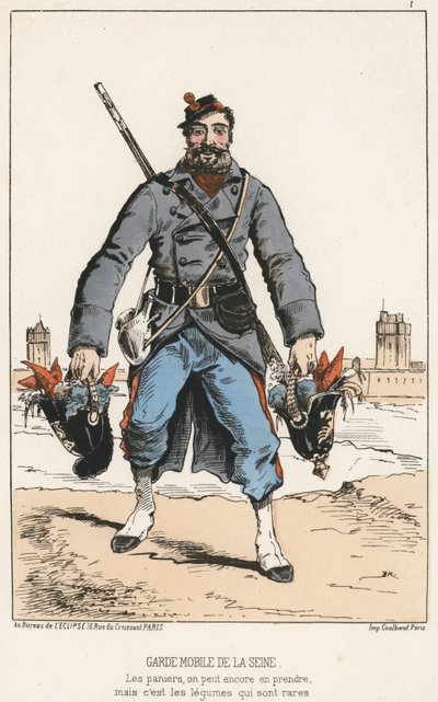 Garde Mobile de la Seine (gekleurde gravure) door French School
