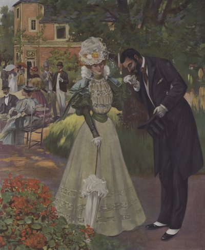 Tuinfeest. Illustratie van de omslag van Le Figaro Illustre, april 1897 door French School