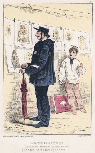 Gardien de la Paix Publique (gekleurde gravure) door French School