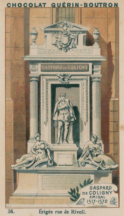 Gaspard de Coligny, Admiraal, 1517-1572, Opgericht op Rue de Rivoli door French School
