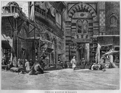 Poort van Biwaristande Qalawim, uit LEgypte, door Georg Moritz Ebers, 1881 door French School