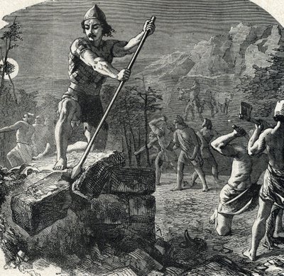 Gideon vernietigt het altaar van Baäl door French School