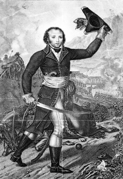 Generaal Alexandre Dumas in Frans Republikeins uniform op het slagveld, c.1797 door French School
