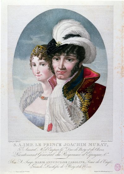 Generaal Joachim Murat en zijn vrouw Caroline Bonaparte door French School