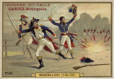 Generaal Masséna bij de Slag bij Lodi, Italië, 10 mei 1796 door French School