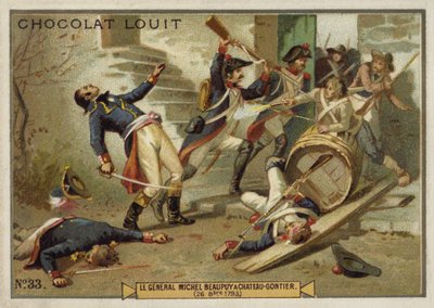 Generaal Michel de Beaupuy gewond bij Chateau-Gontier, Opstand in de Vendée, Franse Revolutie, 26 oktober 1793 door French School