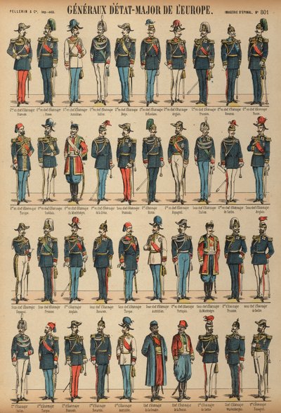 Stafofficieren en uniformen van legers van over de hele wereld door French School