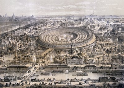 Algemeen overzicht van de Exposition Universelle in 1867, genomen vanaf de Trocadero-heuvel, Parijs, 1867 door French School
