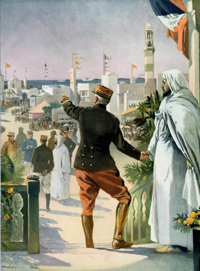 Algemeen zicht op de Frans-Marokkaanse tentoonstelling in Casablanca, uit Le Monde Illustré, 22 april 1916 door French School