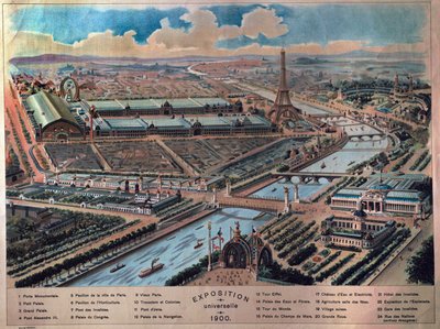 Algemeen overzicht van de Wereldtentoonstelling van Parijs. Gravure uit 1900. Musee Carnavalet. door French School
