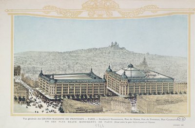 Algemeen overzicht van het Parijse warenhuis Printemps, 1911 door French School