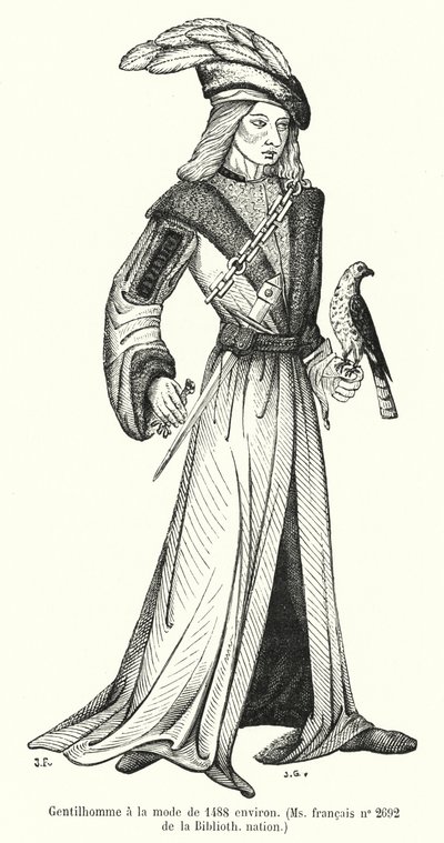 Edelman in de mode van circa 1488 door French School