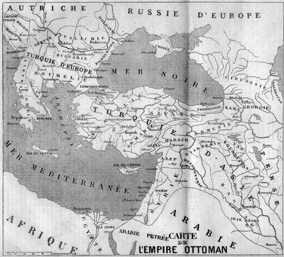 Geografische kaart van het Ottomaanse Rijk in 1860. Gravure in 