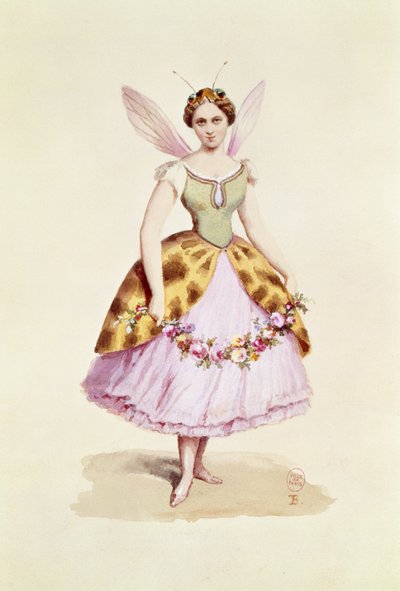 Meisje in een bijenkostuum, het Bonaparte-embleem, gedragen op een verkleedfeest gegeven door Napoleon III en Keizerin Eugenie, 9 februari 1863 door French School