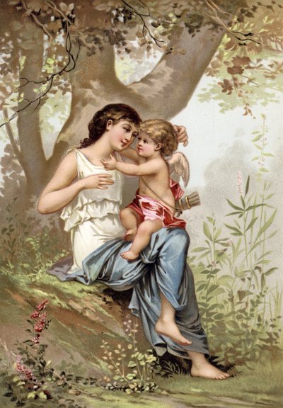 Meisje, mogelijk Venus, met Cupido door French School