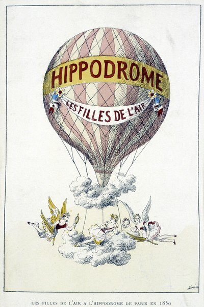 Meisjes in de lucht op de renbaan van Parijs door French School